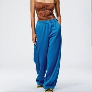 Tibi Active Knit Wide Leg Pull on Pants L